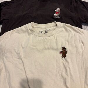 Riot Society Cream and Black Short Sleeve Tees